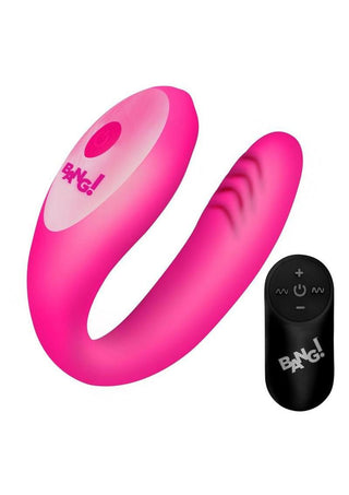Bang! Gyrating G-Spot Rechargeable Silicone Dual Stimulating Vibrator with Remote Control - Purple