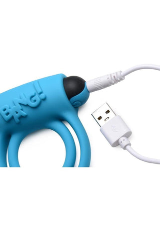 Bang! Silicone Rechargeable Cock Ring and Bullet with Remote Control - Purple