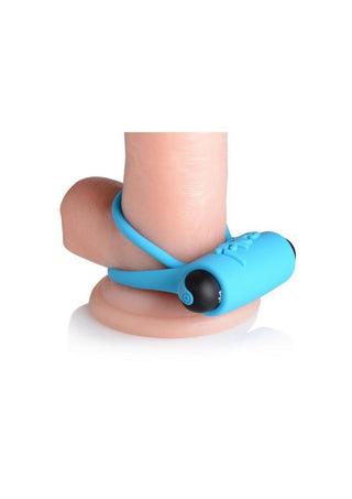 Bang! Silicone Rechargeable Cock Ring and Bullet with Remote Control - Purple
