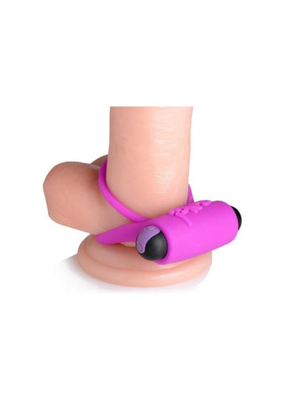 Bang! Silicone Rechargeable Cock Ring and Bullet with Remote Control - Blue