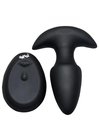 BG Thrusting & Vibrating Silicone Butt Plug - Black