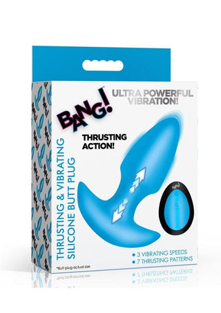 Bang! Thrusting & Vibrating Rechargeable Silicone Butt Plug - Black