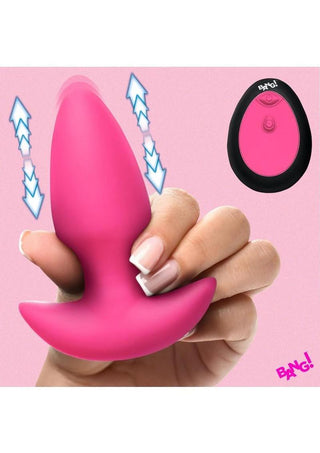 BG Thrusting & Vibrating Silicone Butt Plug - Black