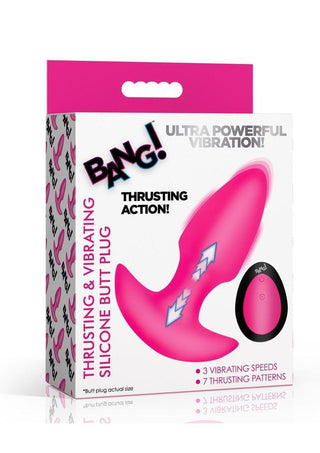 BG Thrusting & Vibrating Silicone Butt Plug - Black