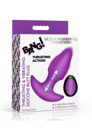 Bang! Thrusting & Vibrating Rechargeable Silicone Butt Plug - Black