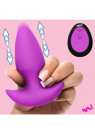 Bang! Thrusting & Vibrating Rechargeable Silicone Butt Plug - Pink