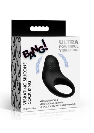 Bang! Vibrating Silicone Cock Ring - Black