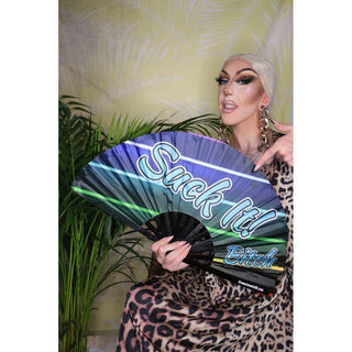 Crown Jewels UK - Suck It Fan, Drag Queen Bamboo Hand Fan, Fans, Clack Fan
