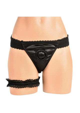 Bedroom Bliss - Jolie Strap-On Panty Harness & Garter - Medium