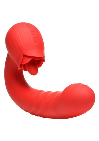 Bloomgasm Boom Bloom Thrusting and Licking Rechargeable Silicone Rose Vibrator