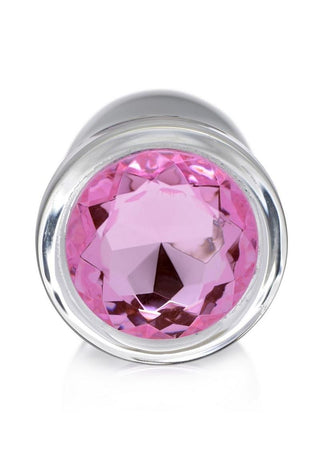 Booty Sparks Pink Gem Glass Anal Plug - Small - Pink