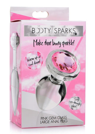 Booty Sparks Pink Gem Glass Anal Plug - Medium - Pink