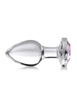 Booty Sparks Pink Gem Glass Anal Plug - Medium - Pink