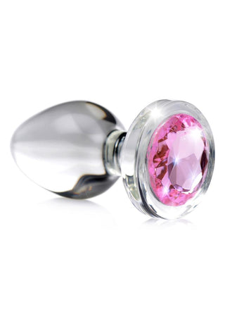 Booty Sparks Pink Gem Glass Anal Plug - Small - Pink