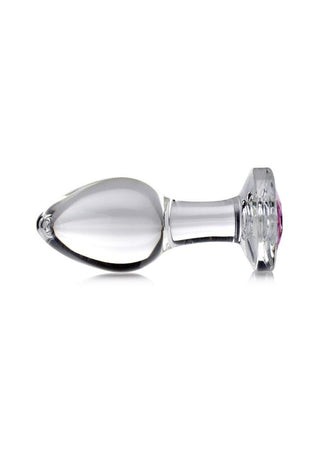 Booty Sparks Pink Gem Glass Anal Plug - Small - Pink
