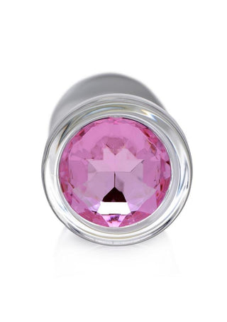 Booty Sparks Pink Gem Glass Anal Plug - Medium - Pink