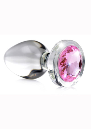 Booty Sparks Pink Gem Glass Anal Plug - Small - Pink