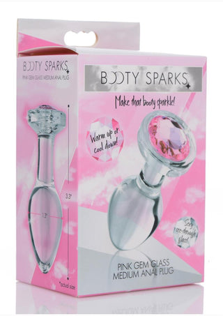 Booty Sparks Pink Gem Glass Anal Plug - Small - Pink