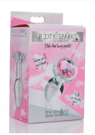 Booty Sparks Pink Gem Glass Anal Plug - Medium - Pink