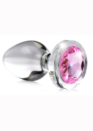 Booty Sparks Pink Gem Glass Anal Plug - Medium - Pink