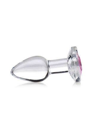 Booty Sparks Pink Gem Glass Anal Plug - Medium - Pink