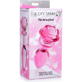 Booty Sparks - Pink Rose Glass Anal Plug - Large - Circus of Books