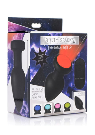 Booty Sparks Silicone Vibrating LED Plug - Small - Black