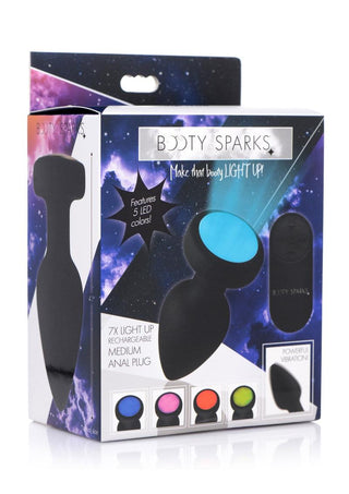 Booty Sparks Silicone Vibrating LED Plug - Small - Black