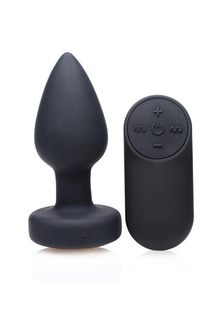 Booty Sparks Silicone Vibrating LED Plug - Small - Black