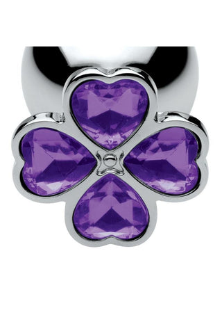 Booty Sparks Violet Flower Gem Anal Plug Set - Silver