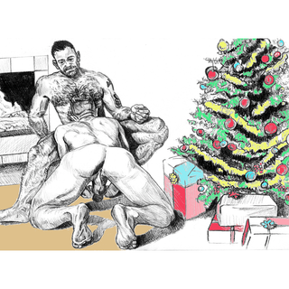 GayDudeSketches - Present For Daddy Christmas Card