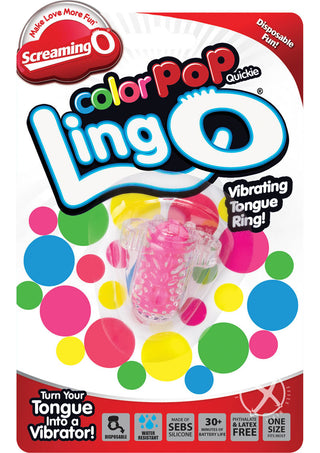 Screaming O - Color Pop Quickie Lingo Silicone Vibrating Tongue Ring Waterproof Pink