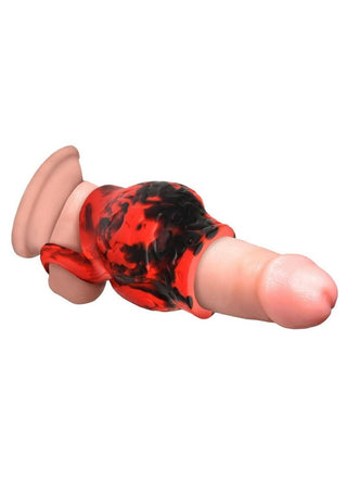 Creature Cocks - Hell Hound Silicone Penis Sleeve + Ball Stretcher - Medium