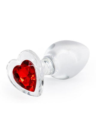 Crystal Desires Red Heart Glass Anal Plugs - Small