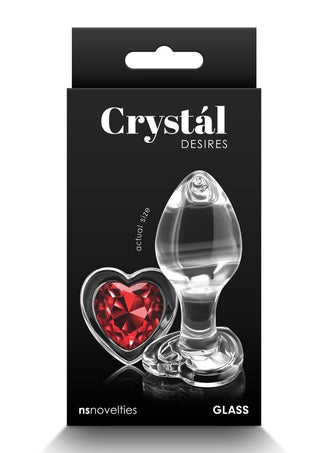 Crystal Desires Red Heart Glass Anal Plugs - Small
