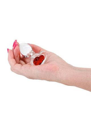 Crystal Desires Red Heart Glass Anal Plugs - Medium