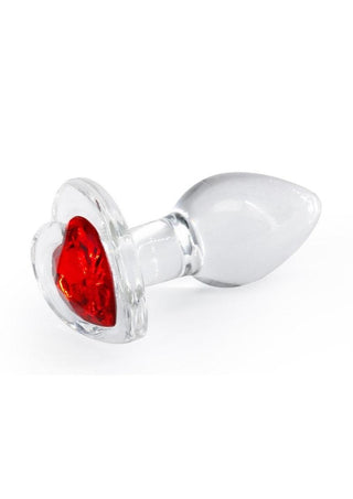 Crystal Desires Red Heart Glass Anal Plugs - Medium