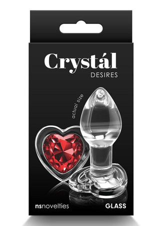 Crystal Desires Red Heart Glass Anal Plugs - Medium