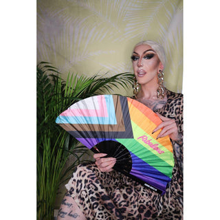 Crown Jewels UK - Pride fan, Drag Queen Bamboo Hand Fan, Fans, Clack Fan