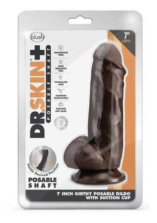Dr. Skin Plus Gold Collection Girthy Posable Dildo with Balls and Suction Cup 7in - Vanilla