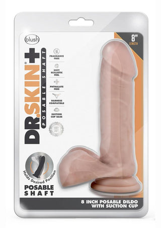 Dr. Skin Plus Gold Collection Posable Dildo with Balls 8in - Chocolate