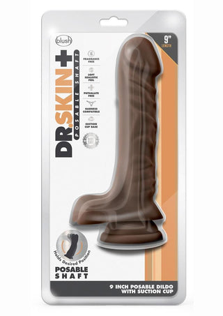 Dr. Skin Plus Gold Collection Posable Dildo with Balls 8in - Vanilla