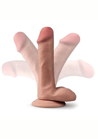 Dr. Skin Plus Gold Collection Posable Dildo with Balls and Suction Cup 6in - Caramel