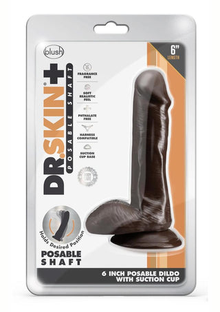 Dr. Skin Plus Gold Collection Posable Dildo with Balls and Suction Cup 6in - Vanilla