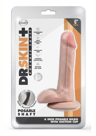 Dr. Skin Plus Gold Collection Posable Dildo with Balls and Suction Cup 6in - Caramel