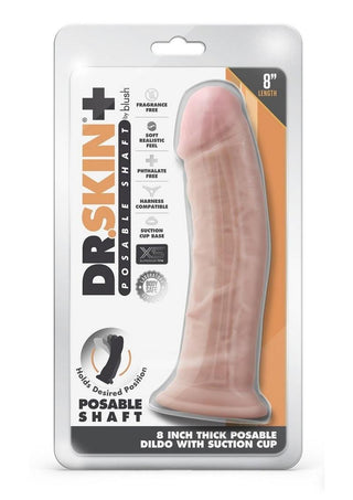 Dr. Skin Plus Gold Collection Thick Posable Dildo with Suction Cup 8in - Chocolate