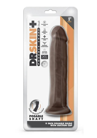 Dr. Skin Plus Gold Collection Thick Posable Dildo with Suction Cup 8in - Chocolate