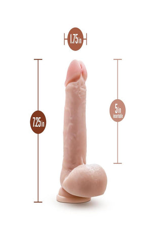 Dr. Skin Silver Collection Dr. Paul Dildo with Balls and Suction Cup 7.25in - Caramel