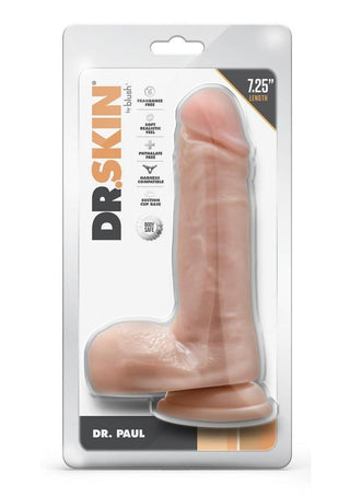 Dr. Skin Silver Collection Dr. Paul Dildo with Balls and Suction Cup 7.25in - Caramel