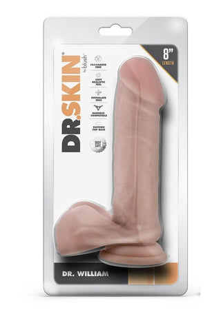 Dr. Skin Silver Collection Dr. William Dildo with Balls and Suction Cup 8in - Caramel